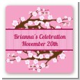 Cherry Blossom - Square Personalized Bridal Shower Sticker Labels thumbnail