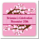 Cherry Blossom - Square Personalized Bridal Shower Sticker Labels