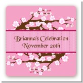 Cherry Blossom - Square Personalized Baby Shower Sticker Labels