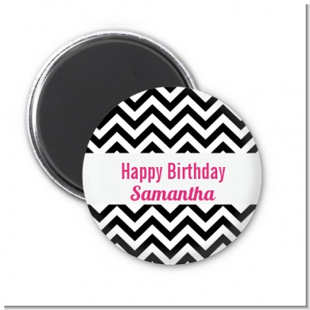 Chevron Black & White - Personalized Birthday Party Magnet Favors