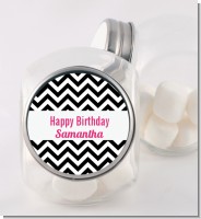Chevron Black & White - Personalized Birthday Party Candy Jar