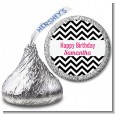 Chevron Black & White - Hershey Kiss Birthday Party Sticker Labels thumbnail