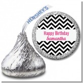Chevron Black & White - Hershey Kiss Birthday Party Sticker Labels