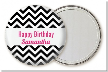 Chevron Black & White - Personalized Birthday Party Pocket Mirror Favors