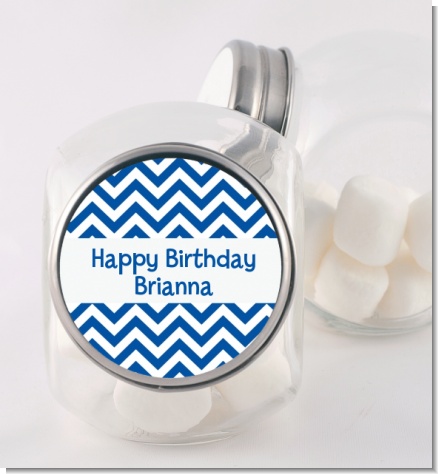 Chevron Blue - Personalized Birthday Party Candy Jar