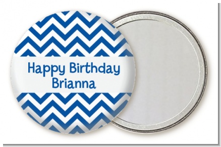 Chevron Blue - Personalized Birthday Party Pocket Mirror Favors