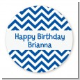 Chevron Blue - Round Personalized Birthday Party Sticker Labels thumbnail