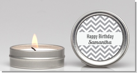 Chevron Gray - Birthday Party Candle Favors