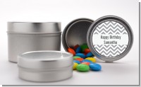 Chevron Gray - Custom Birthday Party Favor Tins