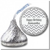 Chevron Gray - Hershey Kiss Birthday Party Sticker Labels