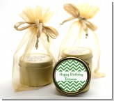 Chevron Green - Birthday Party Gold Tin Candle Favors