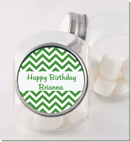 Chevron Green - Personalized Birthday Party Candy Jar