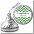 Chevron Green - Hershey Kiss Birthday Party Sticker Labels thumbnail