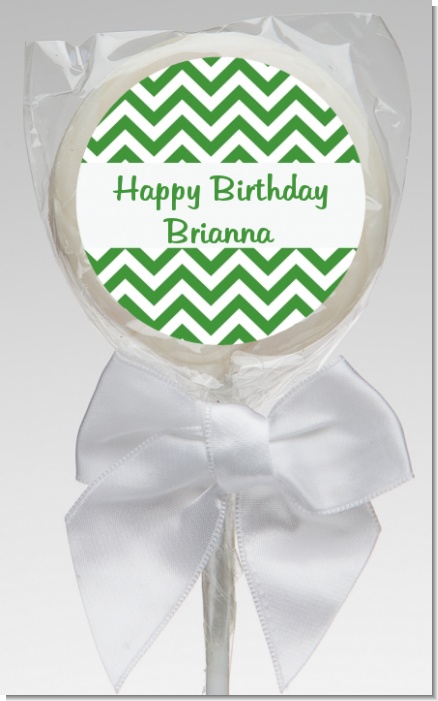Chevron Green - Personalized Birthday Party Lollipop Favors