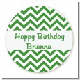 Chevron Green - Round Personalized Birthday Party Sticker Labels thumbnail