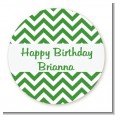 Chevron Green - Round Personalized Birthday Party Sticker Labels thumbnail
