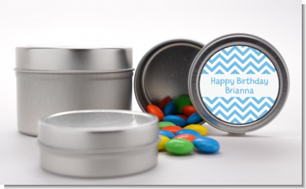 Chevron Light Blue - Custom Birthday Party Favor Tins