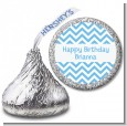 Chevron Light Blue - Hershey Kiss Birthday Party Sticker Labels thumbnail