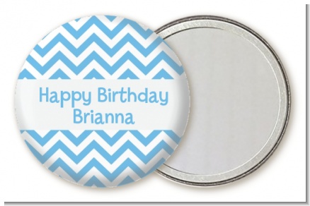 Chevron Light Blue - Personalized Birthday Party Pocket Mirror Favors