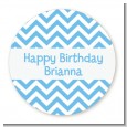 Chevron Light Blue - Round Personalized Birthday Party Sticker Labels thumbnail