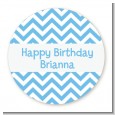 Chevron Light Blue - Round Personalized Birthday Party Sticker Labels thumbnail