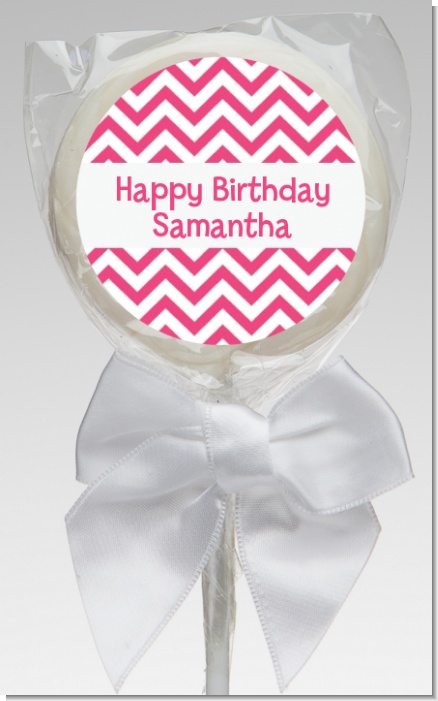 Chevron Pink - Personalized Birthday Party Lollipop Favors