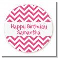 Chevron Pink - Round Personalized Birthday Party Sticker Labels thumbnail