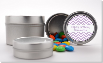 Chevron Purple - Custom Birthday Party Favor Tins