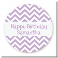 Chevron Purple - Round Personalized Birthday Party Sticker Labels thumbnail