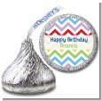 Chevron Rainbow - Hershey Kiss Birthday Party Sticker Labels thumbnail