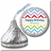 Chevron Rainbow - Hershey Kiss Birthday Party Sticker Labels