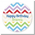 Chevron Rainbow - Round Personalized Birthday Party Sticker Labels thumbnail