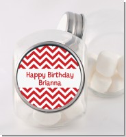 Chevron Red - Personalized Birthday Party Candy Jar