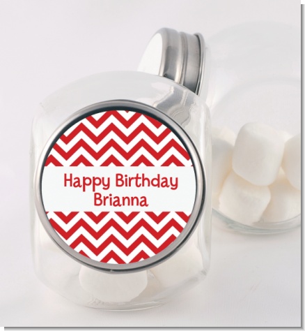 Chevron Red - Personalized Birthday Party Candy Jar