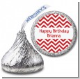 Chevron Red - Hershey Kiss Birthday Party Sticker Labels thumbnail