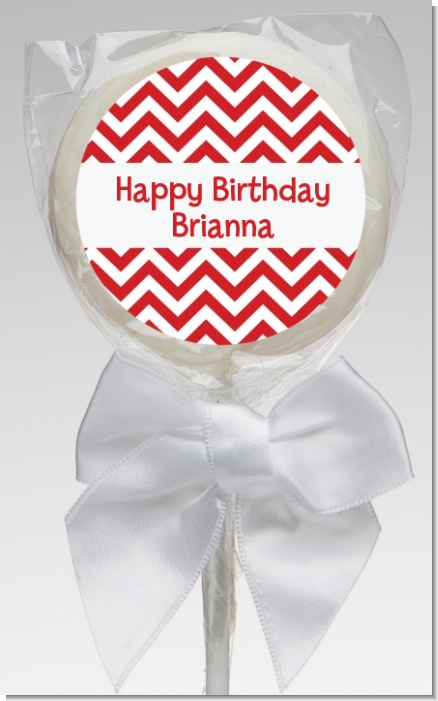 Chevron Red - Personalized Birthday Party Lollipop Favors