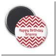 Chevron Red - Personalized Birthday Party Magnet Favors thumbnail