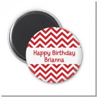 Chevron Red - Personalized Birthday Party Magnet Favors