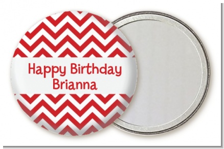 Chevron Red - Personalized Birthday Party Pocket Mirror Favors