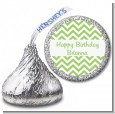 Chevron Sage Green - Hershey Kiss Birthday Party Sticker Labels thumbnail