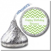 Chevron Sage Green - Hershey Kiss Birthday Party Sticker Labels