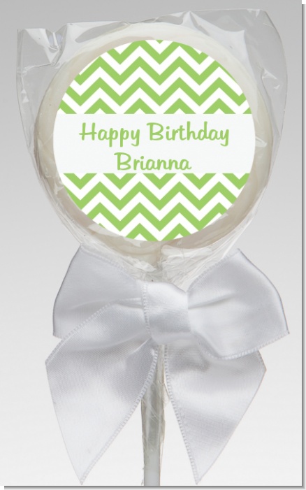 Chevron Sage Green - Personalized Birthday Party Lollipop Favors