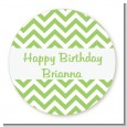 Chevron Sage Green - Round Personalized Birthday Party Sticker Labels thumbnail