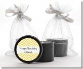 Chevron Yellow - Birthday Party Black Candle Tin Favors