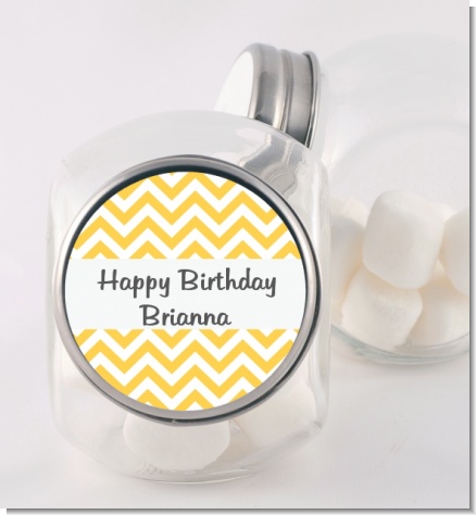 Chevron Yellow - Personalized Birthday Party Candy Jar