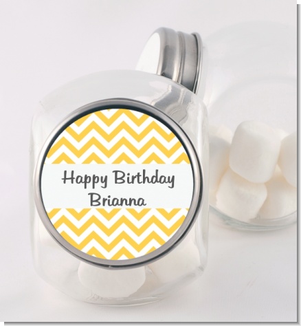 Chevron Yellow - Personalized Birthday Party Candy Jar