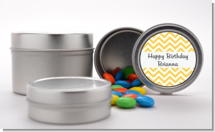 Chevron Yellow - Custom Birthday Party Favor Tins