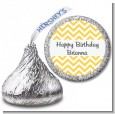 Chevron Yellow - Hershey Kiss Birthday Party Sticker Labels thumbnail