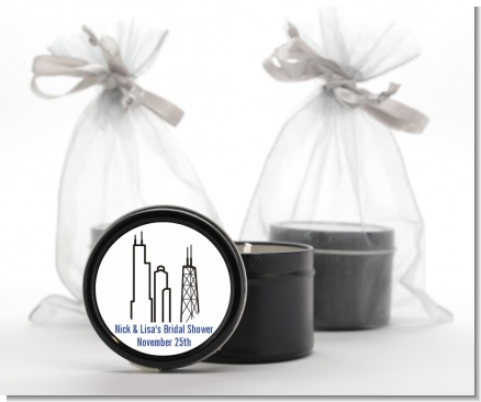 Chicago - Bridal Shower Black Candle Tin Favors