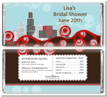 Chicago Skyline - Personalized Bridal Shower Candy Bar Wrappers